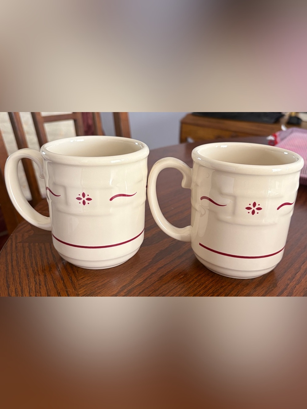 Set of 2 Longaberger Woven Traditions coffee mugs